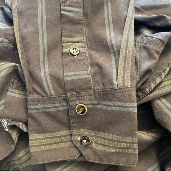 Quiksilver Shirt Striped Gray Blue Button Up Men's M - Picture 11 of 11